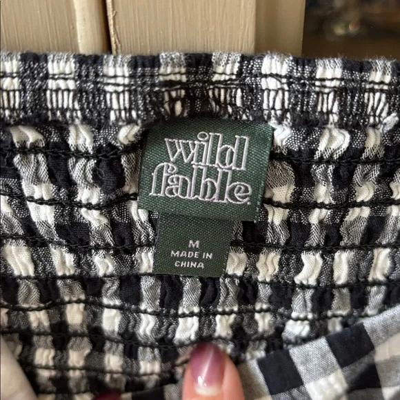 Wild Fable Gingham Peplum Top in Black and White, Size Medium - Picture 7 of 8